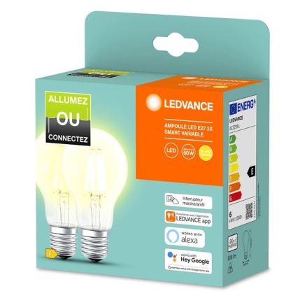 SADA 2x LED Stmievateľná žiarovka SMART+ A60 E27/6W/230V 2700K  - Ledvance