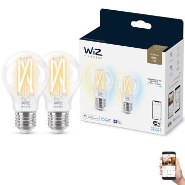 SADA 2x LED Stmievateľná žiarovka VINTAGE FILAMENT A60 E27/6,7W/230V 2700-6500K CRI 90 Wi-Fi - WiZ