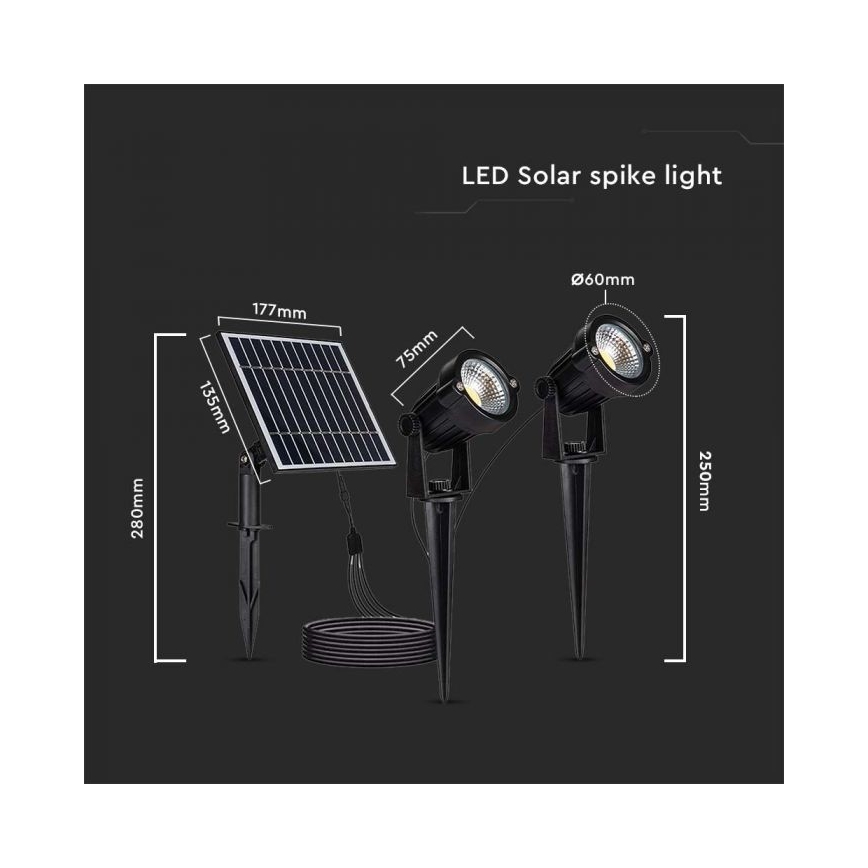 SADA 2x LED Vonkajšia solárna lampa 2xLED/1,2W/3,7V IP65 3000K 4000 mAh