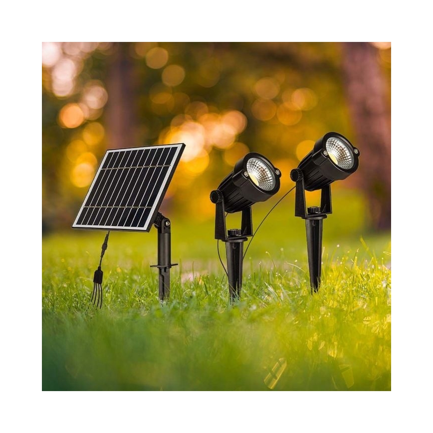 SADA 2x LED Vonkajšia solárna lampa 2xLED/1,2W/3,7V IP65 3000K