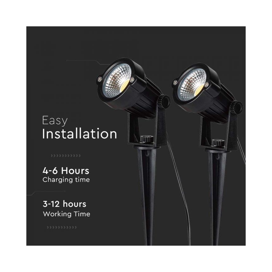 SADA 2x LED Vonkajšia solárna lampa 2xLED/1,2W/3,7V IP65 3000K