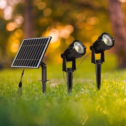 Sada 2x LED vonkajších solárnych lámp 2xLED/1,2W/3,7V IP65 3000K 4000 mAh