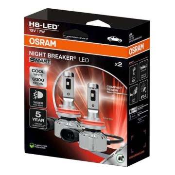 SADA 2x LED žiarovka do auta NIGHT BREAKER SMART H8 PGJ19-1/7W/12V 6000K - Osram