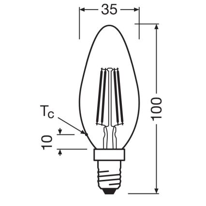 SADA 2x LED Žiarovka FILAMENT B35 E14/4W/230V 4000K - Osram