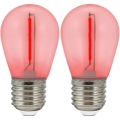 SADA 2x LED Žiarovka PARTY E27/0,3W/36V červená