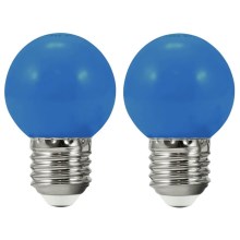 SADA 2x LED Žiarovka PARTY E27/0,5W/36V modrá 3000K