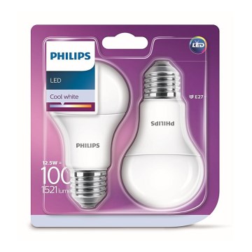 SADA 2x LED Žiarovka Philips A60 E27/12,5W/230V SADA 2x LED Žiarovka Philips A60 E27/12,5W/230V