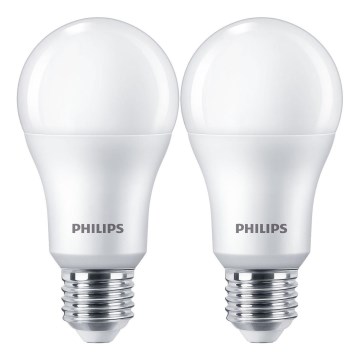 SADA 2x LED Žiarovka Philips A67 E27/13W/230V 4000K