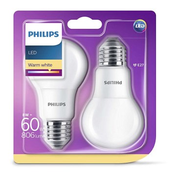 SADA 2x LED žiarovka Philips E27/8W/230V SADA 2x LED žiarovka Philips E27/8W/230V