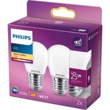 SADA 2x LED žiarovky Philips P45 E27/2,2 W/230 V 2700 K