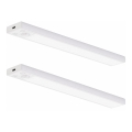SADA 2x nabíjateľné LED osvetlenie do nábytku so snímačom pohybu a súmraku VIRO LED/1,2W/3,7V 800 mAh 3000/4000/6500K 30 cm biela