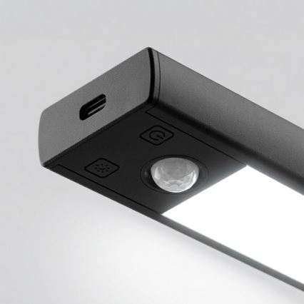 Sada 2x nabíjateľných LED svetiel do nábytku s pohybovým a súmrakovým senzorom VIRO, 1,2 W/3,7 V, 800 mAh, 3000/4000/6500 K, 30 cm, čierna