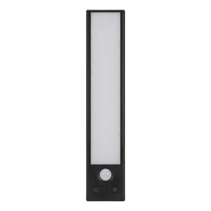 Sada 2x nabíjateľných LED svetiel do nábytku s pohybovým a súmrakovým senzorom VIRO, 1,2 W/3,7 V, 800 mAh, 3000/4000/6500 K, 30 cm, čierna