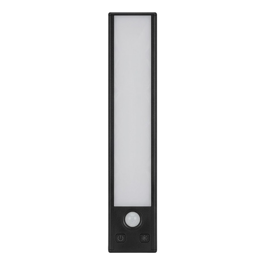 Sada 2x nabíjateľných LED svetiel do nábytku s pohybovým a súmrakovým senzorom VIRO, 1,2 W/3,7 V, 800 mAh, 3000/4000/6500 K, 30 cm, čierna