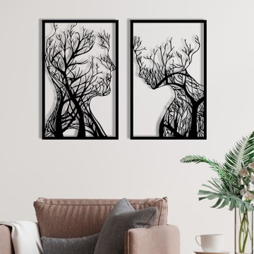 SADA 2x Nástenná dekorácia 86x63 cm strom života kov