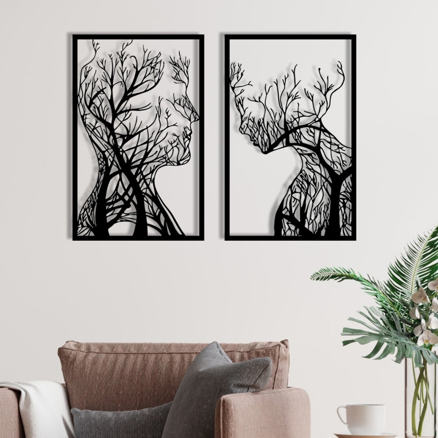 SADA 2x Nástenná dekorácia 86x63 cm strom života kov