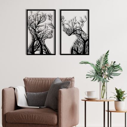 SADA 2x Nástenná dekorácia 86x63 cm strom života kov