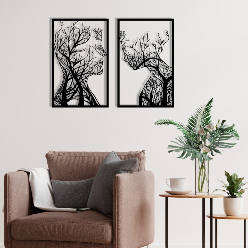 SADA 2x Nástenná dekorácia 86x63 cm strom života kov