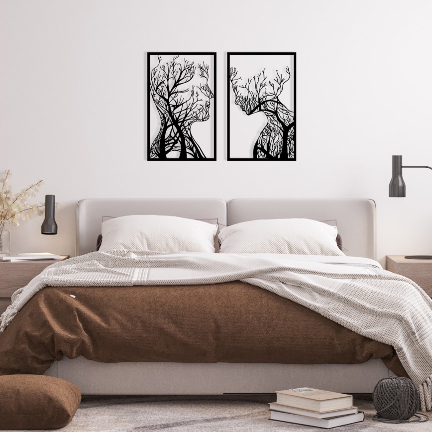 SADA 2x Nástenná dekorácia 86x63 cm strom života kov