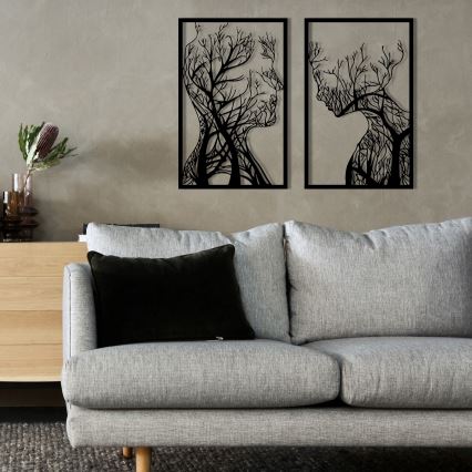SADA 2x Nástenná dekorácia 86x63 cm strom života kov