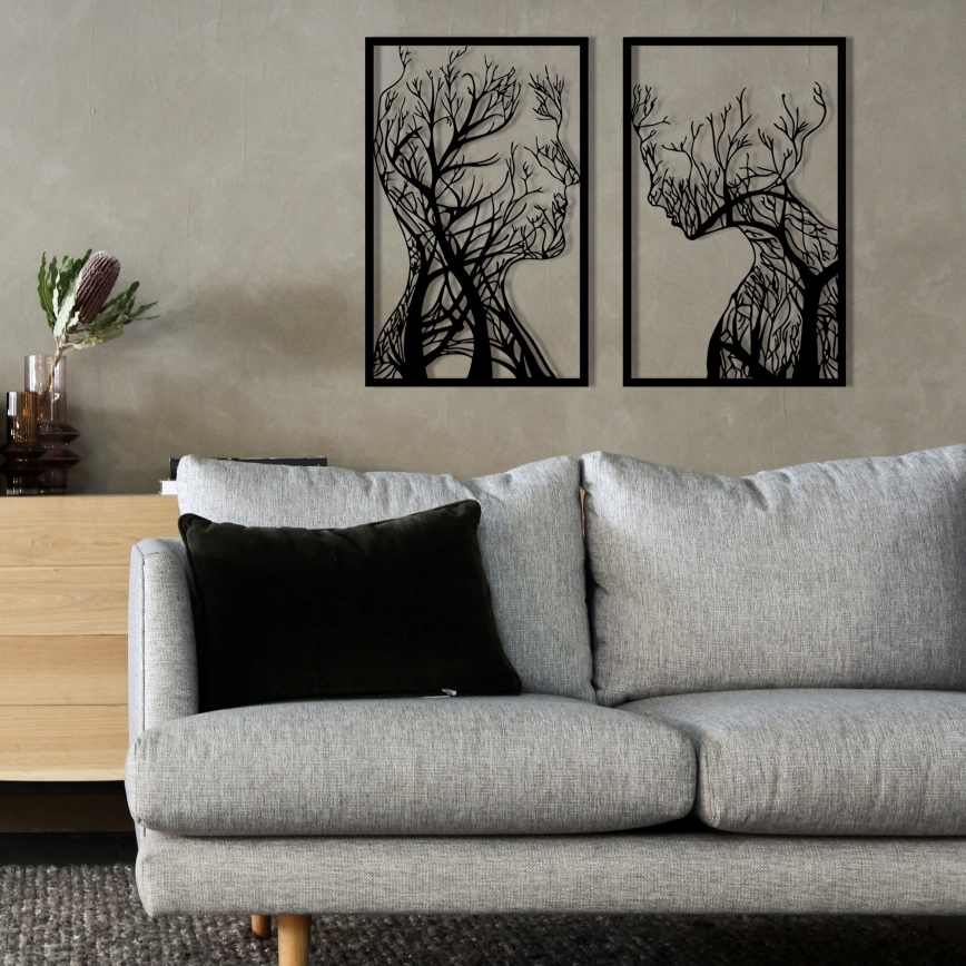 SADA 2x Nástenná dekorácia 86x63 cm strom života kov