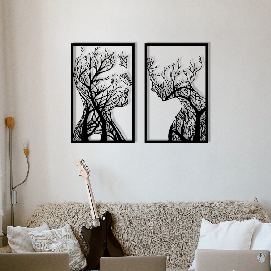 SADA 2x Nástenná dekorácia 86x63 cm strom života kov