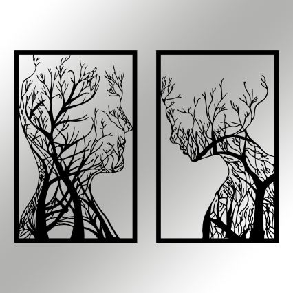 SADA 2x Nástenná dekorácia 86x63 cm strom života kov