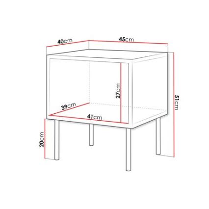 SADA 2x Nočný stolík CORTINA 51x45 cm čierna/orech warnia