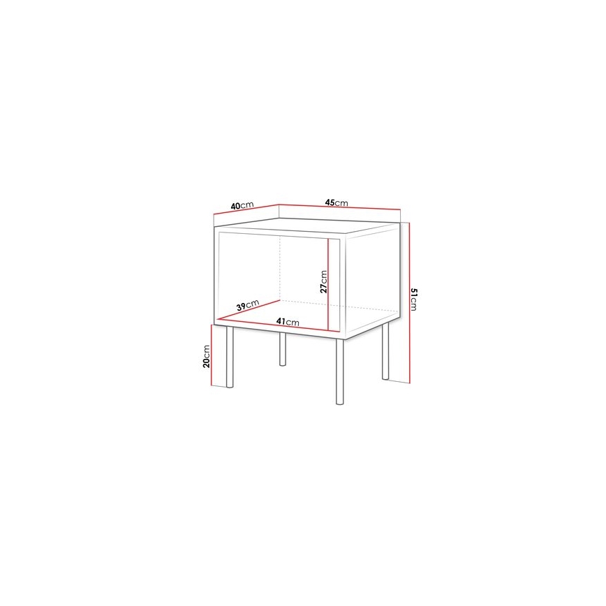 SADA 2x Nočný stolík CORTINA 51x45 cm čierna/orech warnia