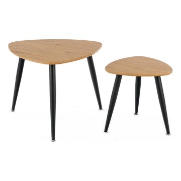 SADA 2x Odkladací stolík NICEA pr. 40/60 cm zlatý dub/čierna