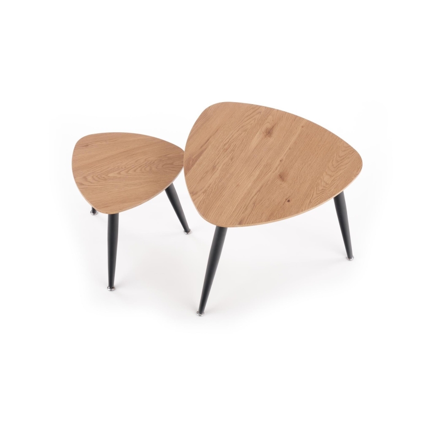 SADA 2x Odkladací stolík NICEA pr. 40/60 cm zlatý dub/čierna