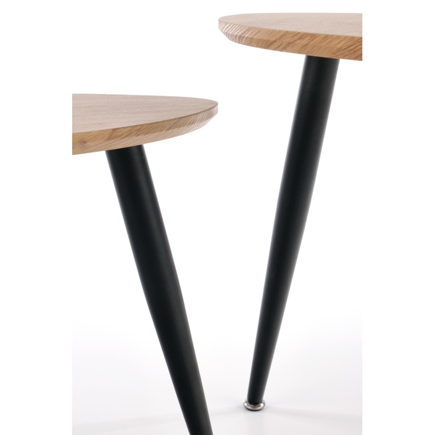 SADA 2x Odkladací stolík NICEA pr. 40/60 cm zlatý dub/čierna