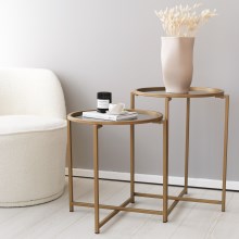 SADA 2x Odkladací stolík pr. 50 cm zlatá/číra