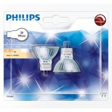 SADA 2x Priemyselná žiarovka Philips HALOGEN G4/20W/12V 3000K