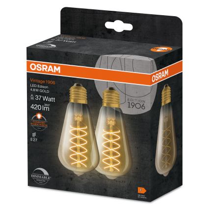 SADA 2x stmievateľná LED žiarovka VINTAGE FILAMENT E27/7,8W/230V 1800K - Osram