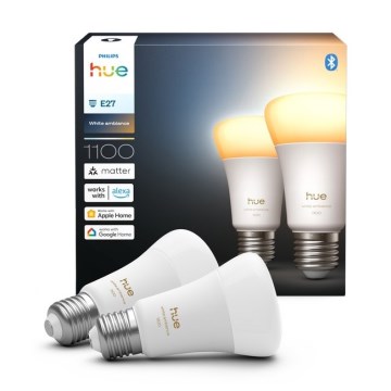SADA 2x stmievateľné LED žiarovky Philips Hue WHITE AMBIANCE E27/8,1W/230V 1000-20000K