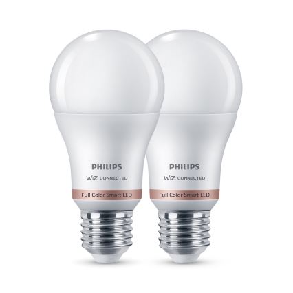 SADA 2× stmievateľných LED RGB žiaroviek Philips SMART A60 E27, 12,5 W / 230 V, 2200–6500 K
