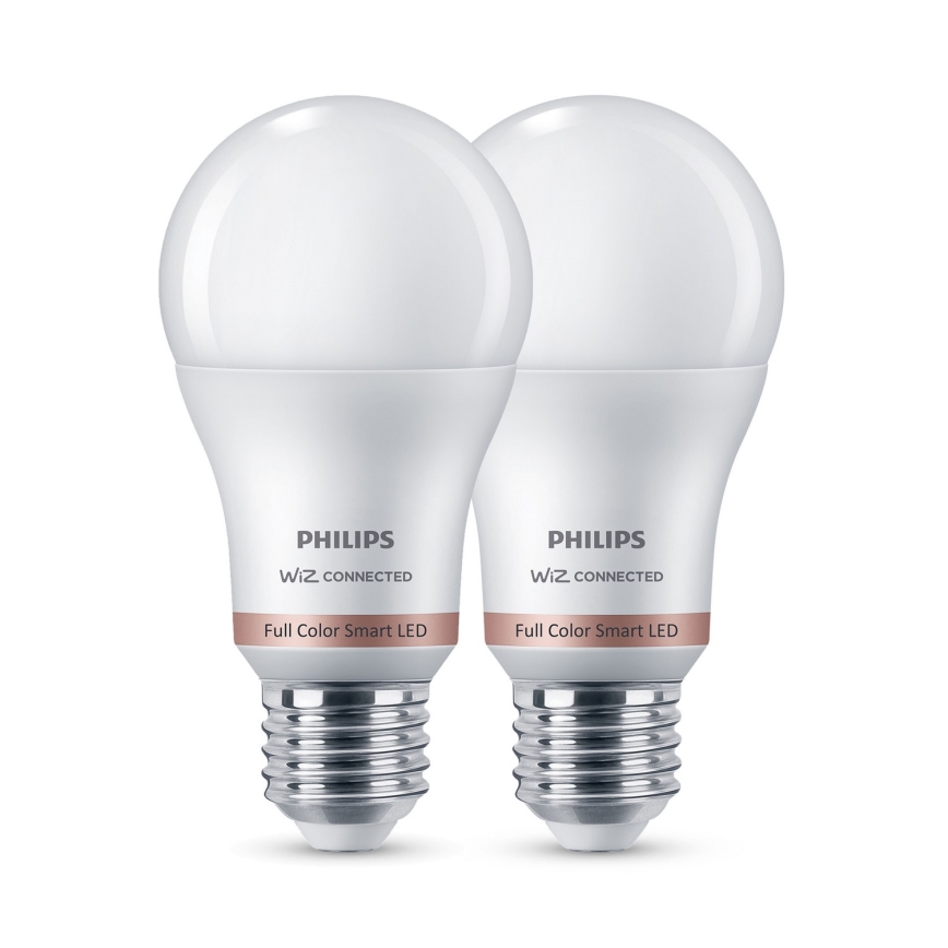 SADA 2× stmievateľných LED RGB žiaroviek Philips SMART A60 E27, 12,5 W / 230 V, 2200–6500 K
