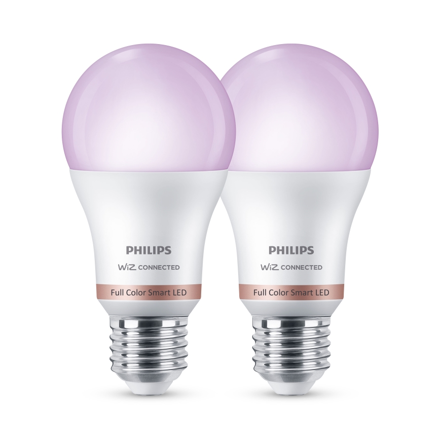 SADA 2× stmievateľných LED RGB žiaroviek Philips SMART A60 E27, 12,5 W / 230 V, 2200–6500 K