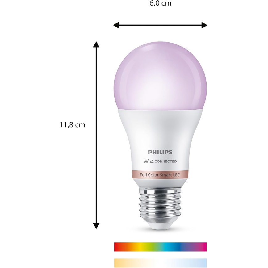 SADA 2× stmievateľných LED RGB žiaroviek Philips SMART A60 E27, 12,5 W / 230 V, 2200–6500 K
