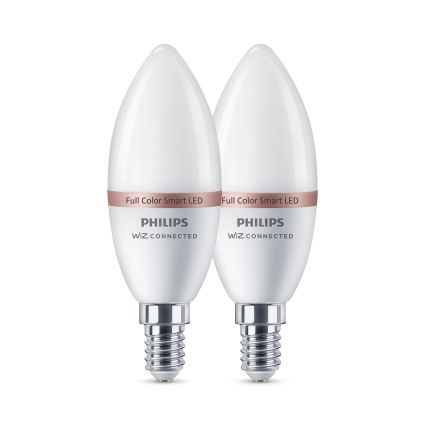 Sada 2× stmievateľných LED RGB žiaroviek Philips SMART C37 E14/4,9W/230V 2200-6500K CRI 90