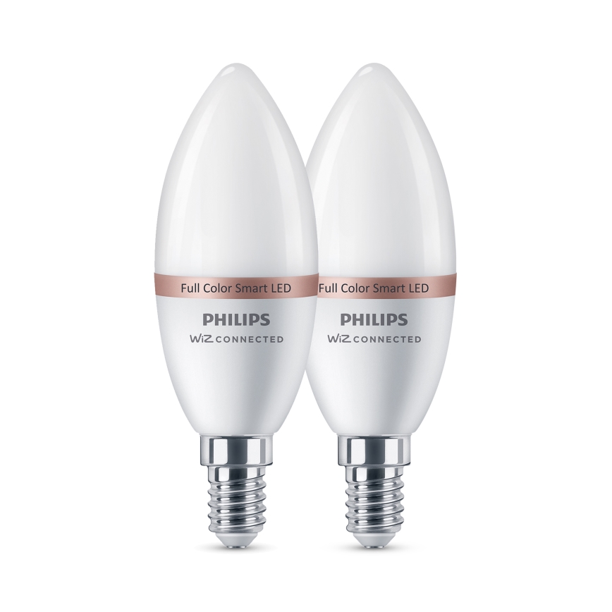 Sada 2× stmievateľných LED RGB žiaroviek Philips SMART C37 E14/4,9W/230V 2200-6500K CRI 90