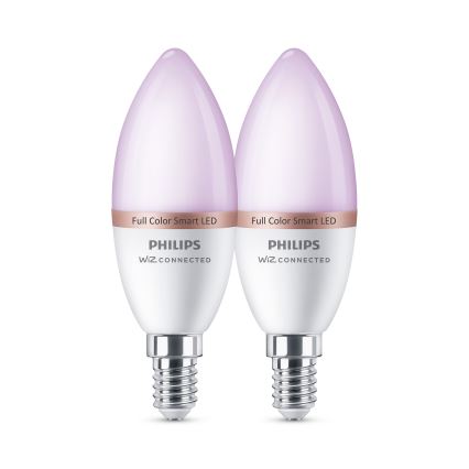 Sada 2× stmievateľných LED RGB žiaroviek Philips SMART C37 E14/4,9W/230V 2200-6500K CRI 90