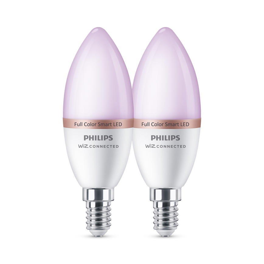 Sada 2× stmievateľných LED RGB žiaroviek Philips SMART C37 E14/4,9W/230V 2200-6500K CRI 90