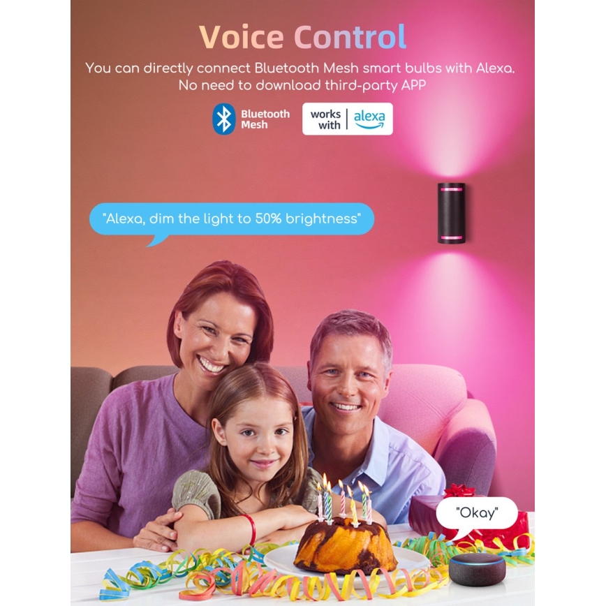 SADA 2 ks stmievateľných LED RGBW žiaroviek MESH GU10/6,5W/230V 2700-6500K Wi-Fi - Aigostar