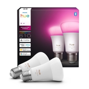 Sada 2x stmievateľných LED žiaroviek Philips Hue WHITE AND COLOR AMBIANCE E27/6W/230V 1000-20000K