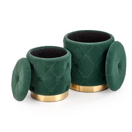 SADA 2x Taburet POLLY pr. 40/44 cm zelená/zlatá