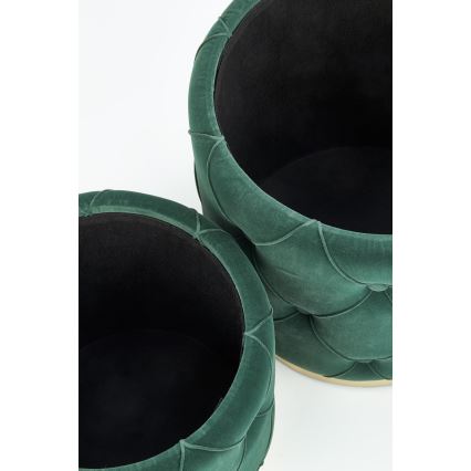 SADA 2x Taburet POLLY pr. 40/44 cm zelená/zlatá