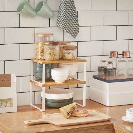 Sada 2x úložných políc MARGE biela/hnedá