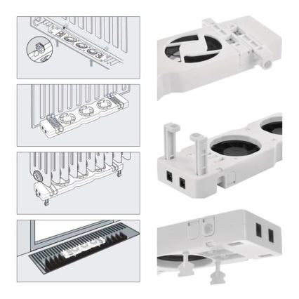 SADA 2x Ventilátor pod kúrenie 5/230V biela